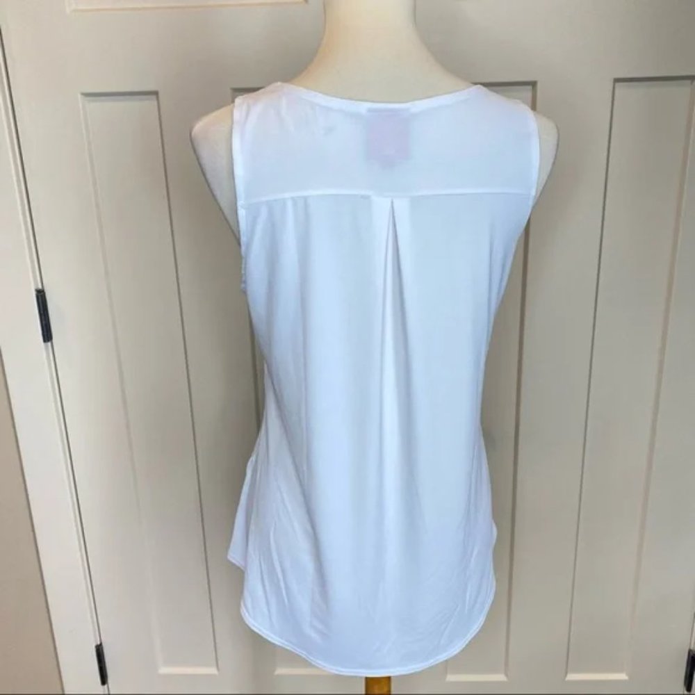 Pocketed Solid White Scoop Neck Tank Top Blouse XL - Picture 5 of 7